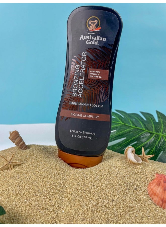 Australian Gold Dark Tanning Accelerator Lotion With Bronzer, 8 Ounce, New Package Same Formula