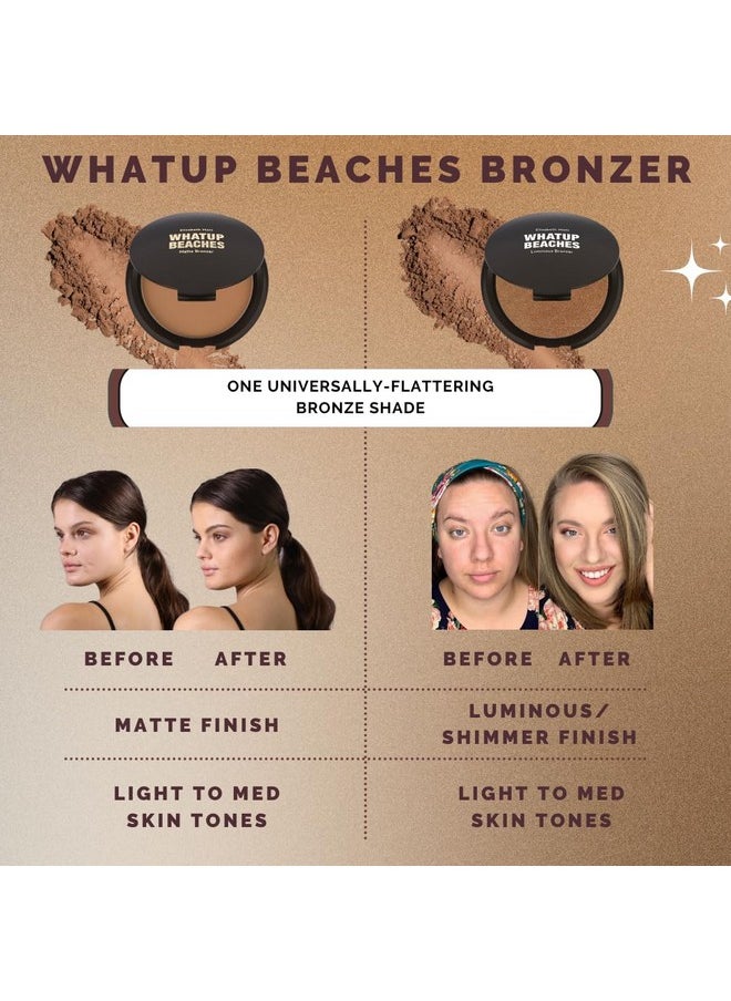 Elizabeth Mott Whatup Beaches Bronzer Face Powder Contour Kit - Vegan and Cruelty Free Facial Compact Bronzing Powder for Contouring and Sun Kissed Makeup Finish - Matte shade (10 g)