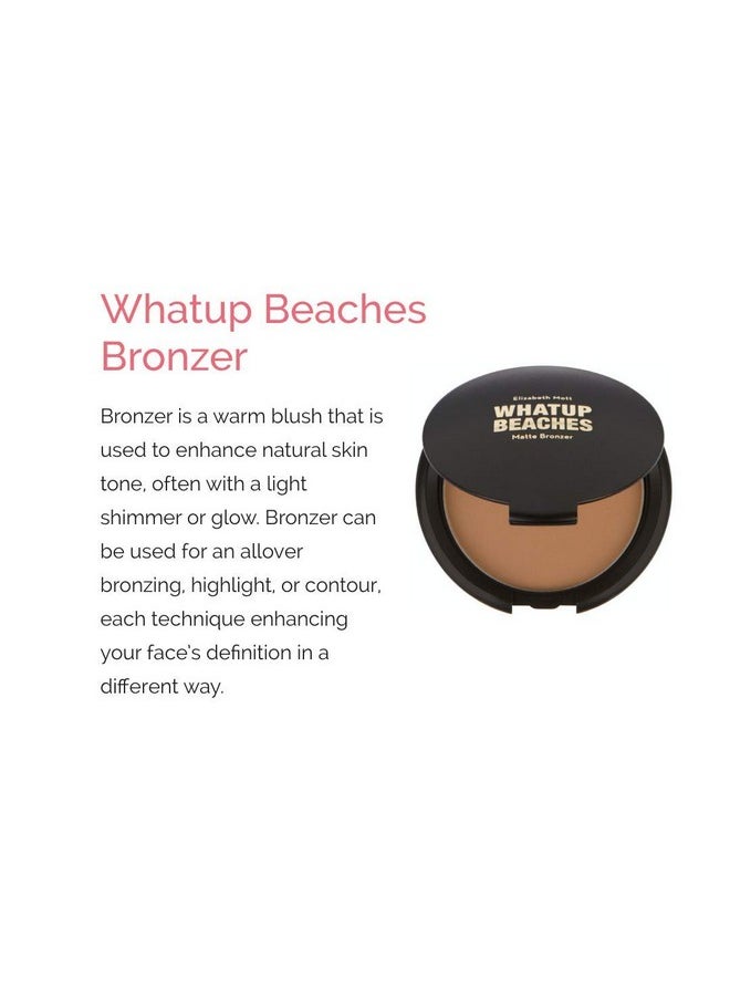 Elizabeth Mott Whatup Beaches Bronzer Face Powder Contour Kit - Vegan and Cruelty Free Facial Compact Bronzing Powder for Contouring and Sun Kissed Makeup Finish - Matte shade (10 g)