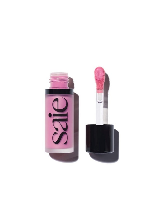 Saie Dew Blush - Lightweight Liquid Blush with a Blendable + Buildable Cream Finish - Dewy Cheek Tint with Doe Foot Wand Makeup Applicator - Cool Baby Pink Blush - Baby (.40 oz)
