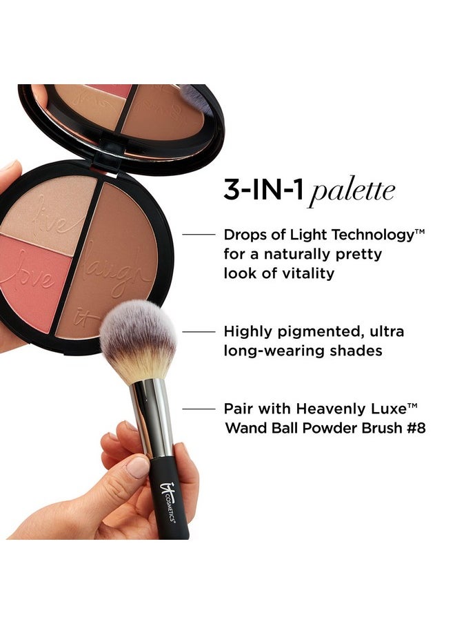 IT Cosmetics Your Most Beautiful You Anti-Aging Matte Bronzer, Radiance Luminizer & Brightening Blush Palette - With Hydrolyzed Collagen, Silk & Peptides - 0.78 Oz