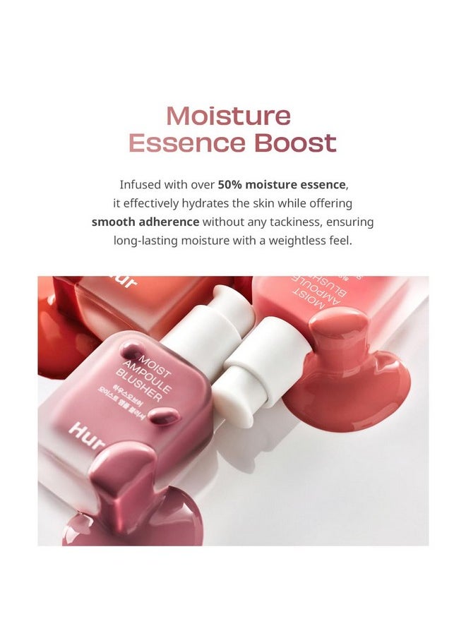 House of Hur Moist Ampoule Blusher, Buildable Water-based Formula, Infused with over 50% moisture essence, no tackiness, long-lasting moisture, weightless feel (05 Peach Coral, 20ml)