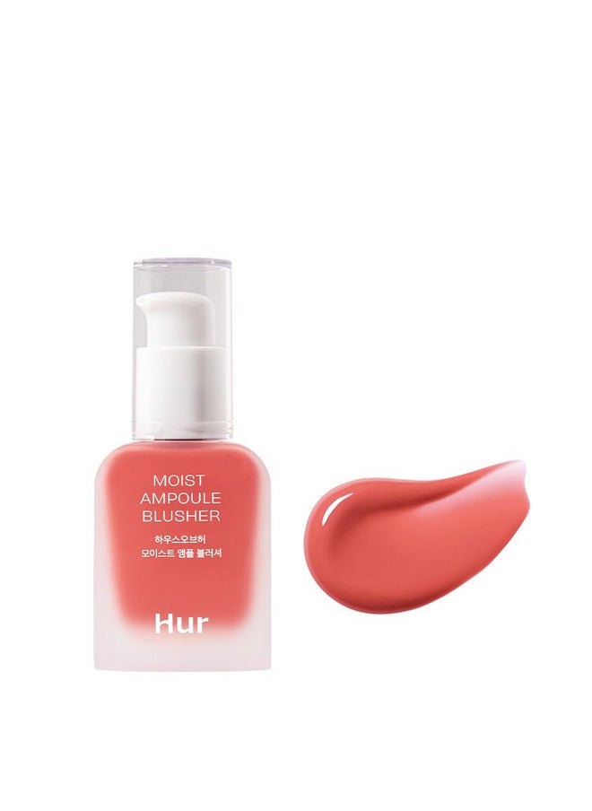 House of Hur Moist Ampoule Blusher, Buildable Water-based Formula, Infused with over 50% moisture essence, no tackiness, long-lasting moisture, weightless feel (05 Peach Coral, 20ml)