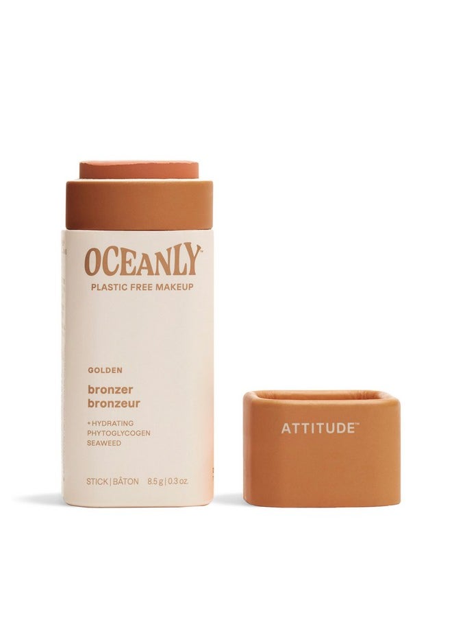 ATTITUDE Oceanly Plastic-Free Lightweight Bronzer Stick, Titanium Dioxide-Free, EWG Verified, Vegan & Cruelty-free Makeup, Golden, 0.3 Ounces