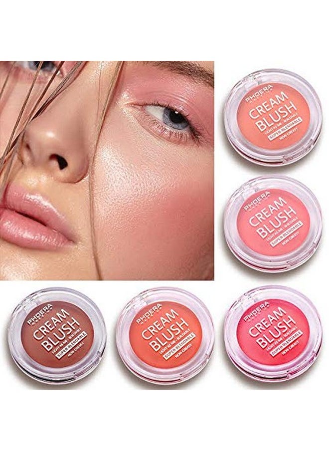 PHOERA Makeup Face Cheek Blush Cream Matte Blusher Super blend-able Sweat-Resistant Pressed Foundation Non_Greasy Palette (102 PEACH)
