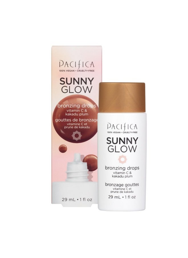 Pacifica Liquid Face Bronzing Drops - Sunny Glow Liquid Bronzer For Face & Skin - Illuminating Highlighting Makeup -w/Vitamin C, for Cheeks & Forehead Vegan Cruelty Free Dermatologist Tested