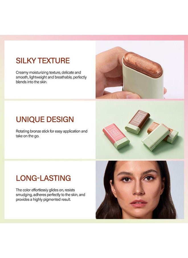 SWETIYOU Multi-Use Makeup Bronzer Stick, On the Go Glow Bronze Tinted Moisture Stick, Hydrating Solid Moisturizer with Bronze Tint, Natural Bronzed Glow, Blends Effortlessly, for Eyes, Lips & Cheeks