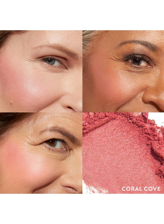 LAURA GELLER NEW YORK Baked Blush-n-Brighten Marbleized Blush + Angled Blush Brush (03 Coral Cove, 47mm)