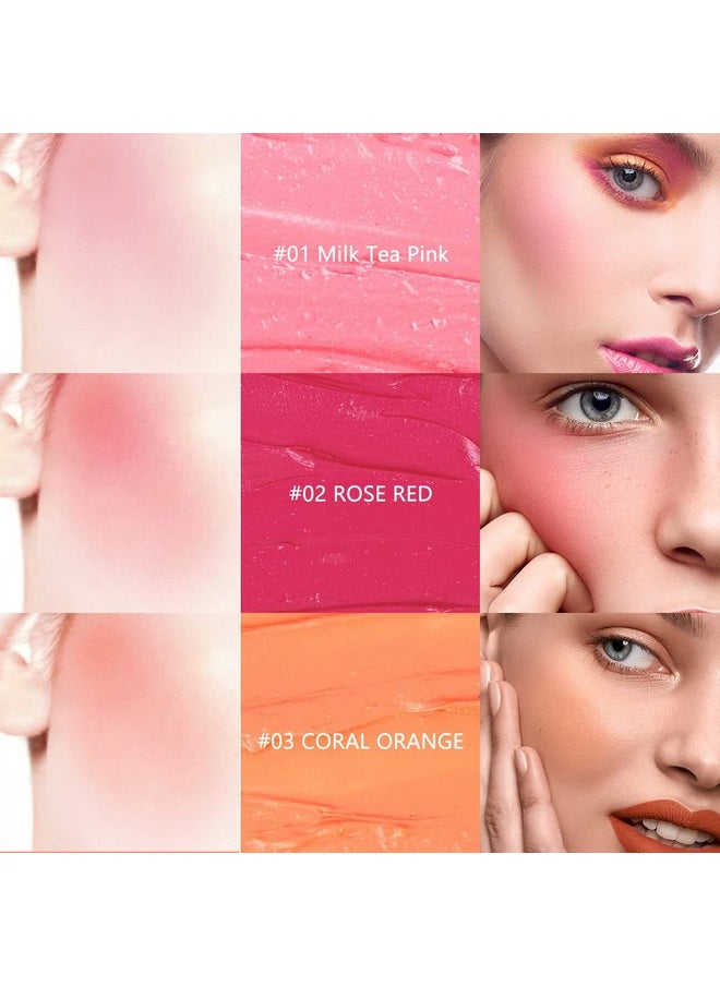 LOKFAR Cream Blush Stick for Cheeks Blush Makeup - 2 in 1 Multi Stick Blush for Cheeks Tint & Eyes & Lips, Cheek Makeup Stick Makeup Blush with Brush, Waterproof Creme Blush (#01 Cherry Pink)