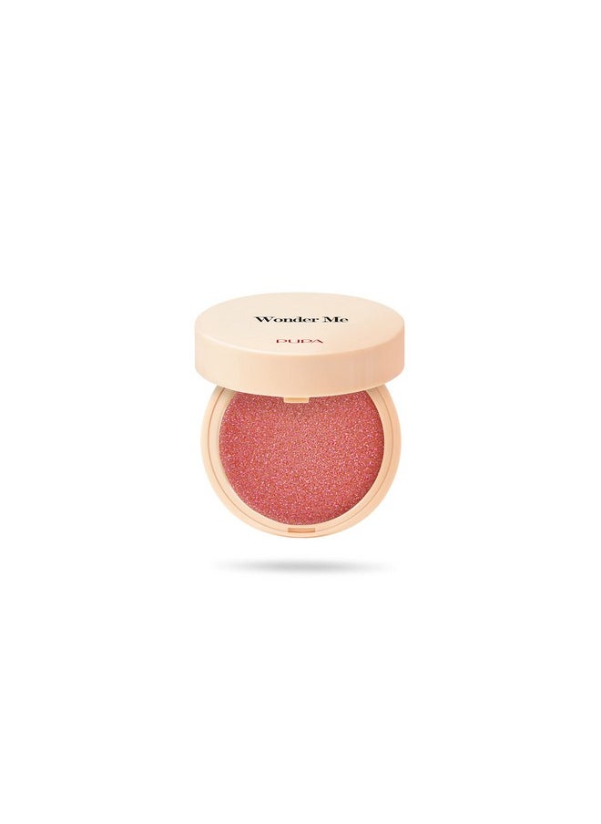 Pupa Milano Wonder Me Blush, 002 Hug Me, Glow, 0.141 oz - Smooth Texture - Blends Easily - No Powdery Effect - Talc-Free - Paraben-Free - Enriched with Hyaluronic Acid - Powder Make Up