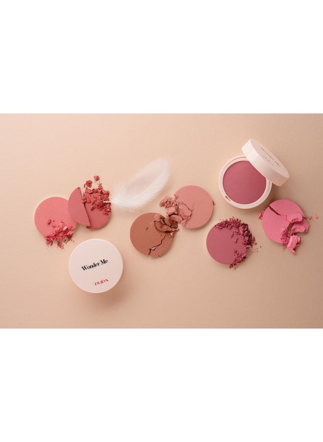 Pupa Milano Wonder Me Blush, 002 Hug Me, Glow, 0.141 oz - Smooth Texture - Blends Easily - No Powdery Effect - Talc-Free - Paraben-Free - Enriched with Hyaluronic Acid - Powder Make Up