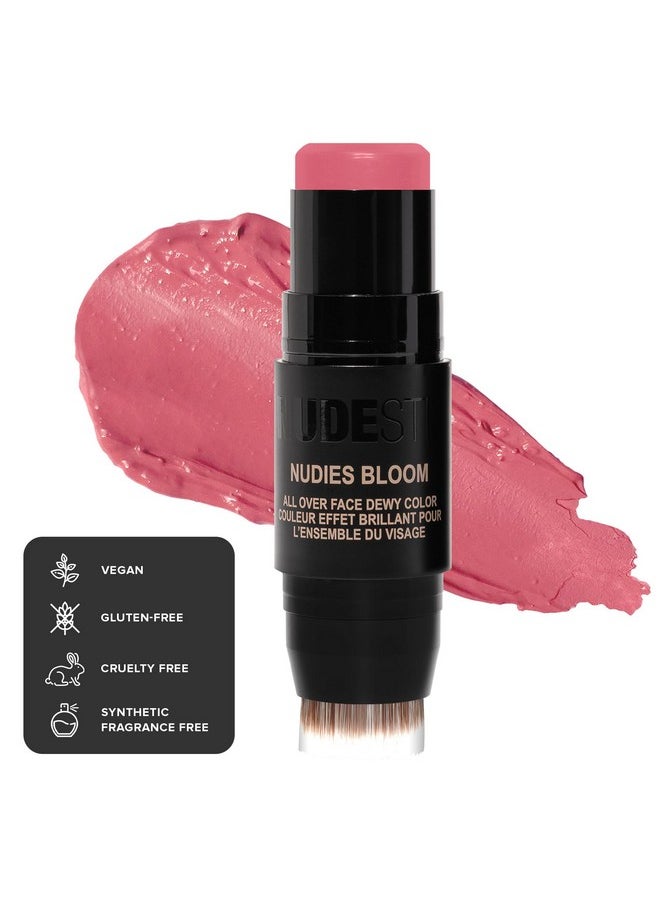 Nudestix Nudies Matte Cream Blush Stick 3-in-1 All Over Face Color - Blush Stick for Cheeks Eyes and Lips - Cream Blush for Cheeks w/Blending Brush (Naughty N' Spice)