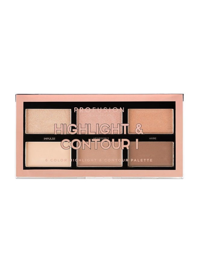 Profusion Cosmetics Mini Artistry Highlight & Contour I Palette Makeup Kit, Long Lasting and Soft Powder Formula - Light Medium