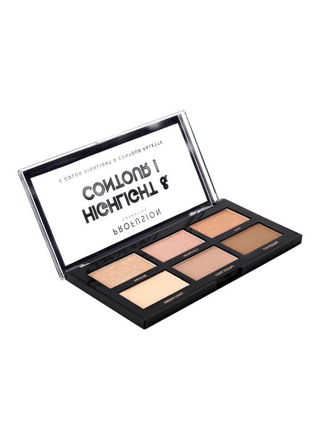 Profusion Cosmetics Mini Artistry Highlight & Contour I Palette Makeup Kit, Long Lasting and Soft Powder Formula - Light Medium
