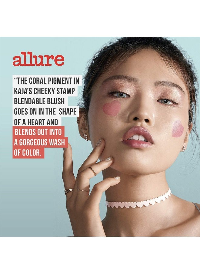 Kaja Blush - Cheeky Stamp | Gift, 7 Shades, Buildable & Blendable Shade with Heart-shaped Applicator, Coral Finish, 03 Bossy, Sweet Valentine's Day Gift, 0.17 Oz