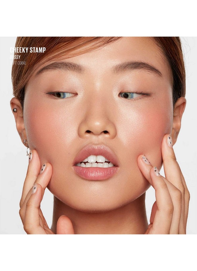 Kaja Blush - Cheeky Stamp | Gift, 7 Shades, Buildable & Blendable Shade with Heart-shaped Applicator, Coral Finish, 03 Bossy, Sweet Valentine's Day Gift, 0.17 Oz