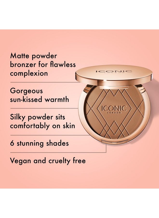 ICONIC LONDON Ultimate Bronzing Powder | Silky Powder, Flawless Matte Finish Bronzer Cruelty-Free, Vegan Makeup, (Warm Bronze) 0.59 oz