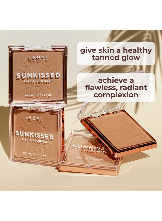 LAMEL Sunkissed Matte Bronzer Face Powder - Non-Shimmer, Long Lasting, Non-Greasy Bronzing Organic Makeup Formula - Matte Finish - Natural Tan Skin - N. 402-0.35oz.
