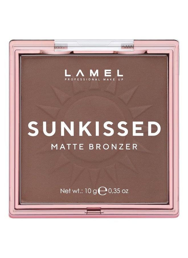 LAMEL Sunkissed Matte Bronzer Face Powder - Non-Shimmer, Long Lasting, Non-Greasy Bronzing Organic Makeup Formula - Matte Finish - Natural Tan Skin - N. 402-0.35oz.