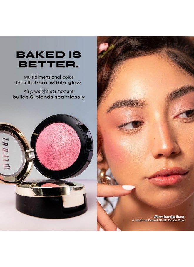 Milani Baked Blush - Dolce Pink (0.12 Ounce) Cruelty-Free Powder Blush - Shape, Contour & Highlight Face for a Shimmery or Matte Finish