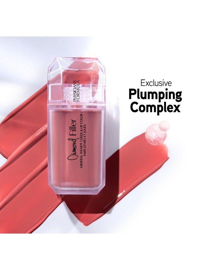 Physicians Formula Mineral Wear®Diamond Filler Cheek & Lip Color, Serum-to-Cream Multi-Use Liquid Blush Formula, Plumps & Smooths for Fuller Looking Cheeks & Lips, Monochromatic Look - Brilliant Peach