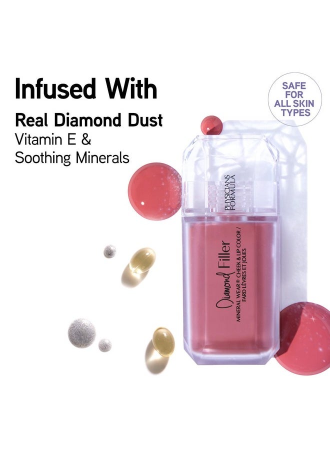 Physicians Formula Mineral Wear®Diamond Filler Cheek & Lip Color, Serum-to-Cream Multi-Use Liquid Blush Formula, Plumps & Smooths for Fuller Looking Cheeks & Lips, Monochromatic Look - Brilliant Peach