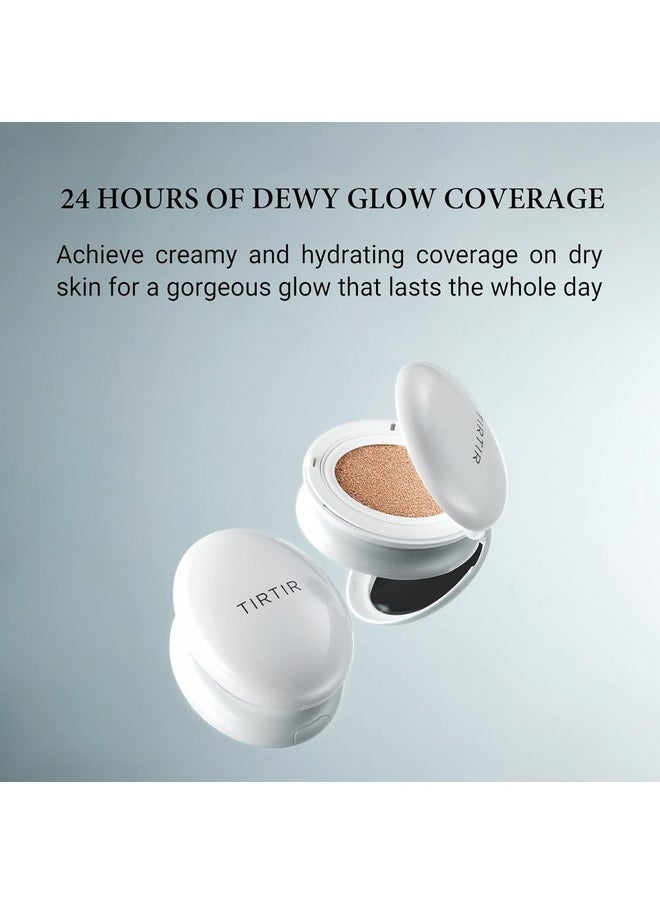 TIRTIR My Glow Cream Cushion | Natural Coverage, Hydrating, Dewy, Glow Finish, 24-Hours Long Lasting, Moisture barrier, Korean Cushion, Pack of 1 (0.63 oz.), #21N Ivory