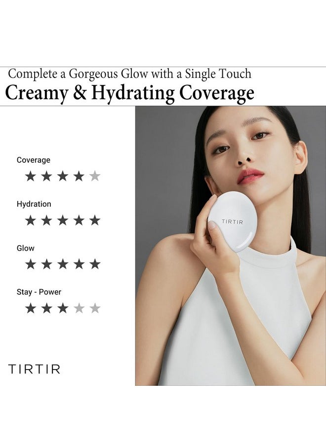 TIRTIR My Glow Cream Cushion | Natural Coverage, Hydrating, Dewy, Glow Finish, 24-Hours Long Lasting, Moisture barrier, Korean Cushion, Pack of 1 (0.63 oz.), #21N Ivory