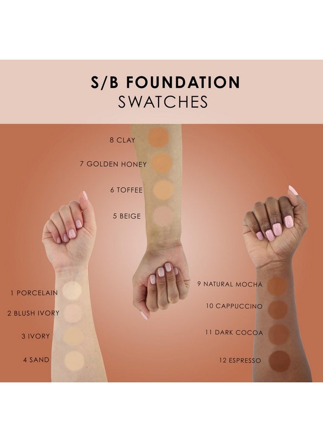 TEMPTU S/B Silicone-Based Airbrush Foundation: Professional Long-Wear Liquid Makeup, Sheer To Full Coverage For A Hydrated, Healthy-Looking Glow & Luminous, Dewy Finish On All Skin Types, 008 Clay, 1 Fl Oz