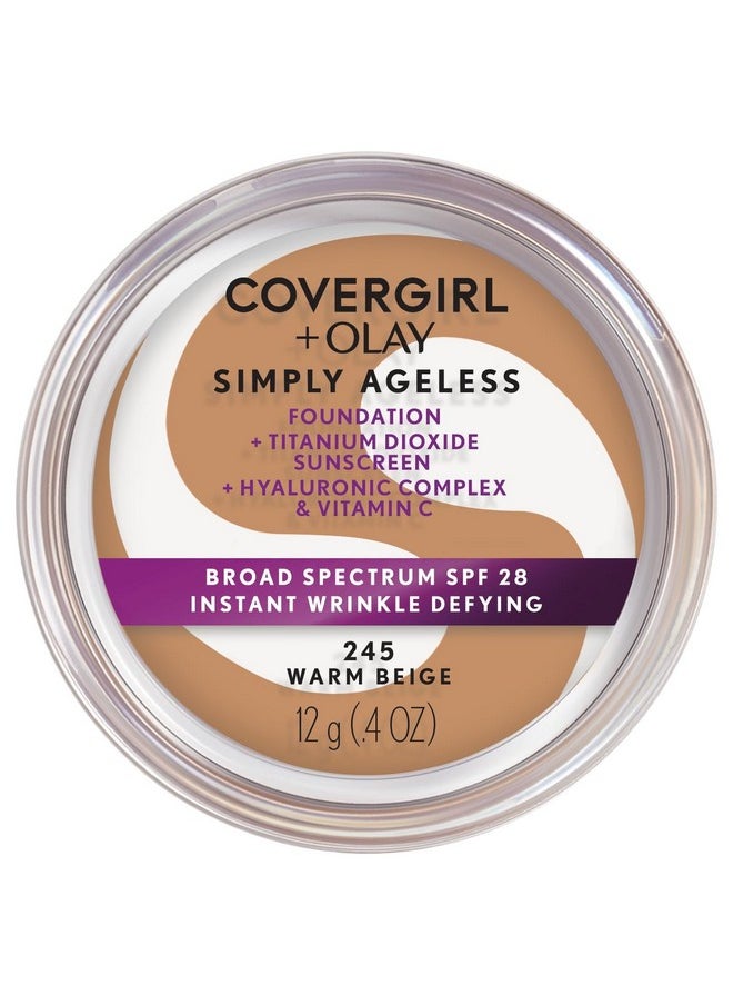 Covergirl Simply Ageless Instant Wrinkle Defying Foundation, 245 Warm Beige, 0.4 Oz (Packaging May Vary)