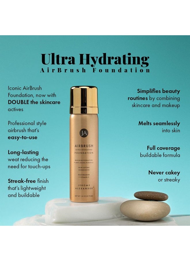 Jerome Alexander Airbrush Foundation Ultra Hydrating, Spray Foundation Makeup with 2x the Active Ingredients, Ultra-Light, Buildable, Full Coverage Formula (Light Medium)