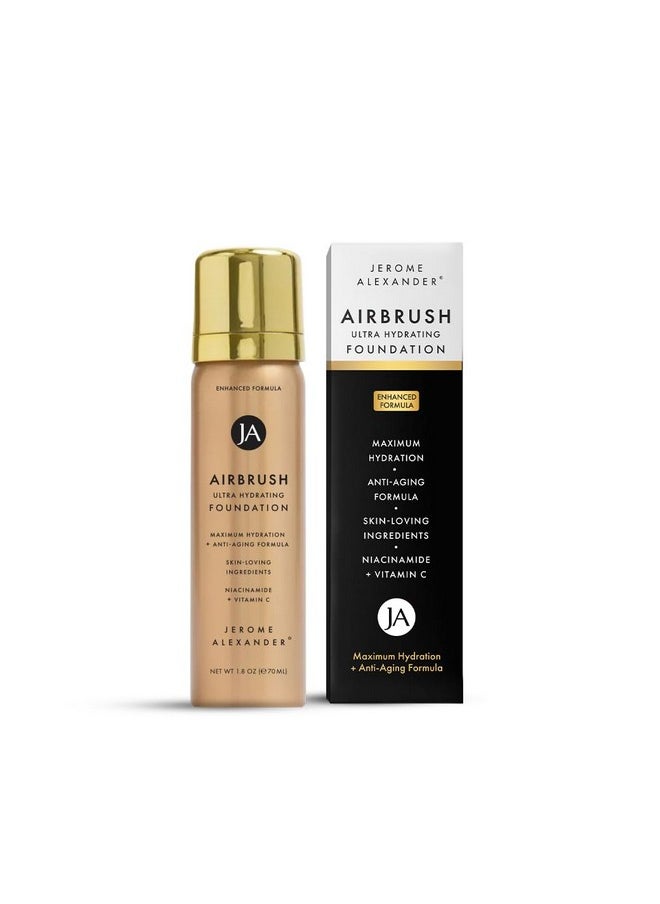 Jerome Alexander Airbrush Foundation Ultra Hydrating, Spray Foundation Makeup with 2x the Active Ingredients, Ultra-Light, Buildable, Full Coverage Formula (Light Medium)