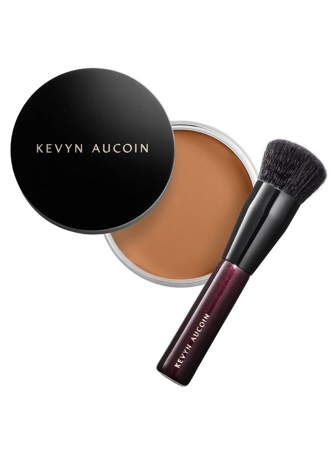 Kevyn Aucoin Foundation Balm, FB 11 (Medium) shade + brush: Light diffusing. Full coverage, buildable, blends, blurs, corrects, evens out complexion, and hydrates. All skin types. Makeup artist go to.