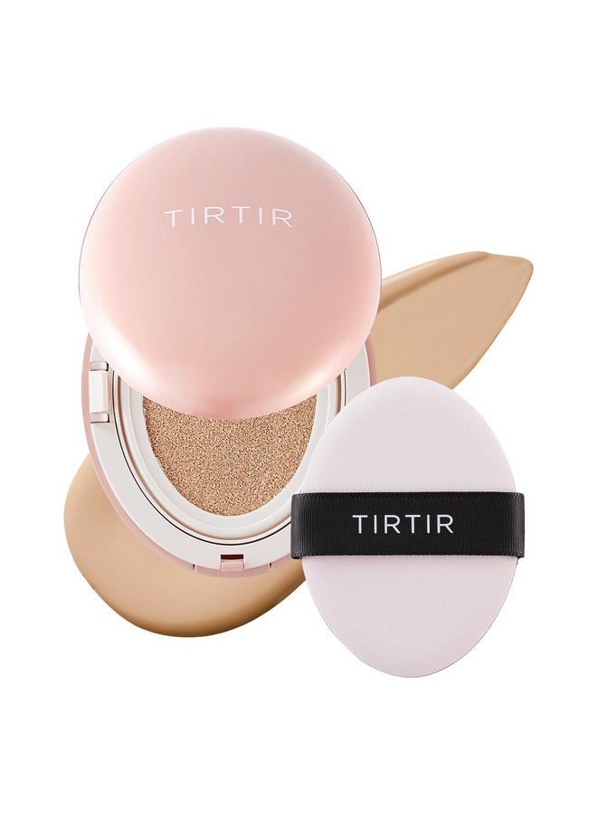 TIRTIR Mask Fit All Cover Pink Cushion Foundation | High Coverage, Velvety Matte Finish, Lightweight, Flawless, Corrects Redness, Korean Cushion, Pack of 1 (0.63 oz.), #23N Sand