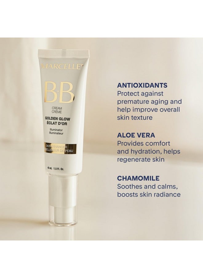 Marcelle BB Cream Golden Glow, Universal Shade, Tinted Moisturizer, Skin Enhancer, Illuminator, Beauty Balm, Non-Comedogenic, Paraben-Free, Oil-Free, Hypoallergenic, Cruelty-Free, 1.5 fl oz