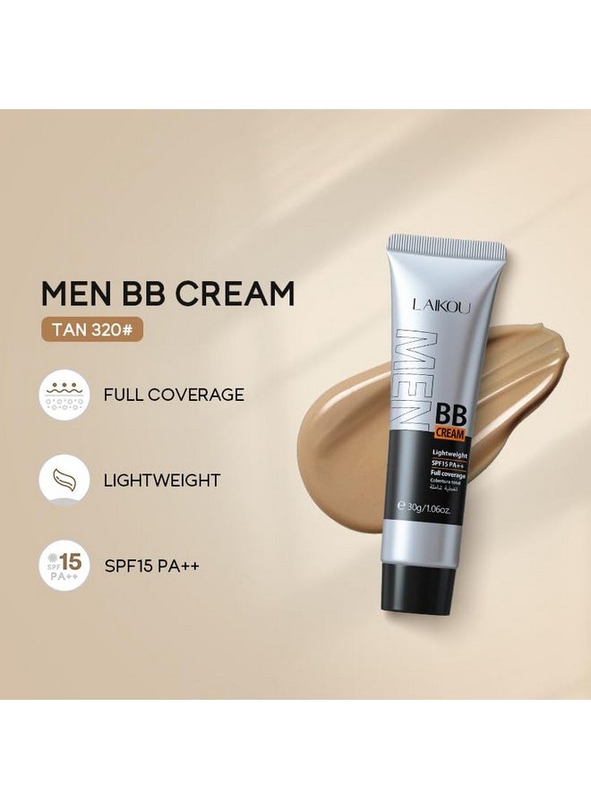 AKARY Hydrating Men BB Cream SPF 15 PA++, Full-Coverage Foundation&Concealer, Mens Face Moisturizer Cream Evens Skin Tone, Oil Control and Cover Flaws, Natural Finish for All Skin Types, Chocolate 420