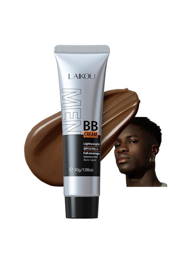 AKARY Hydrating Men BB Cream SPF 15 PA++, Full-Coverage Foundation&Concealer, Mens Face Moisturizer Cream Evens Skin Tone, Oil Control and Cover Flaws, Natural Finish for All Skin Types, Chocolate 420