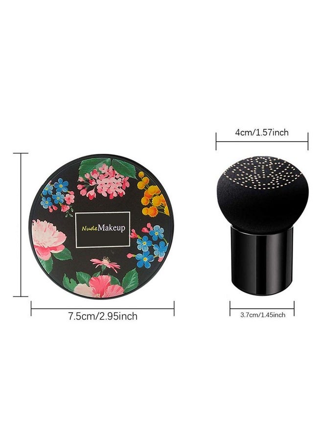 2 Pack Mushroom Head Air Cushion BB Cream, Concealer Lasting Nude Makeup Moisturizing Brightening Pigment CC Liquid Foundation