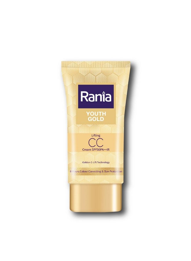 Rania CC Cream SPF50PA++IR with Vitamin C,24K Gold|Tinted moisturizer|Foundation & skincare|Lightweight|9-5 long lasting |Natural makeup look,25g
