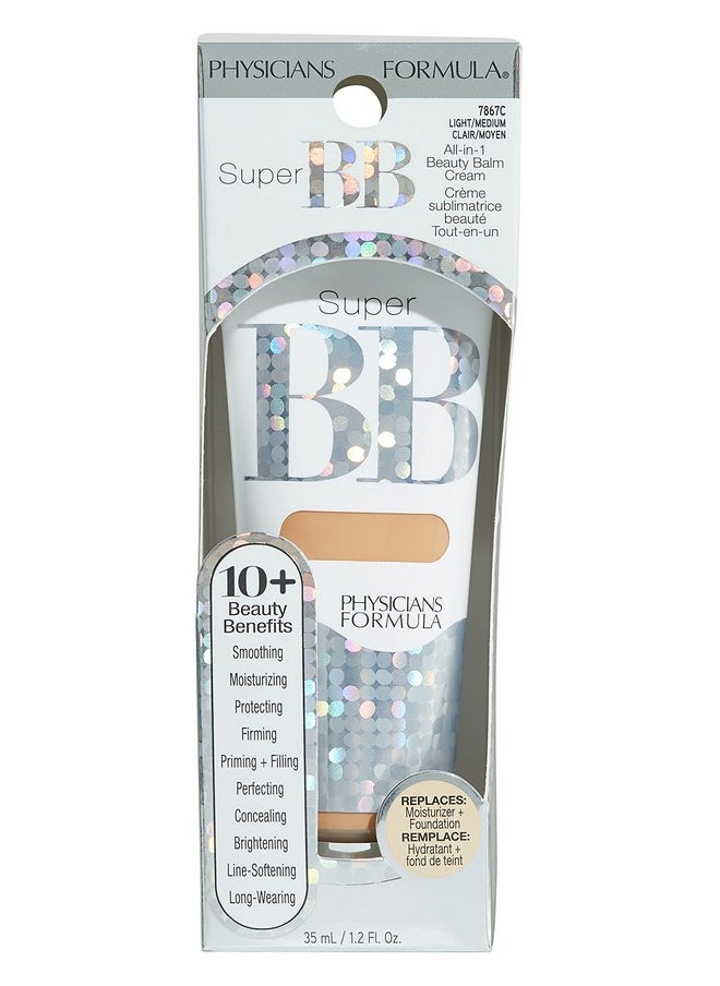 Physicians Formula Super BB Cream. All in 1 Tinted Beauty Balm Foundation Cream, Sheer Moisturizing Coverage, Cruelty Free Light/Medium