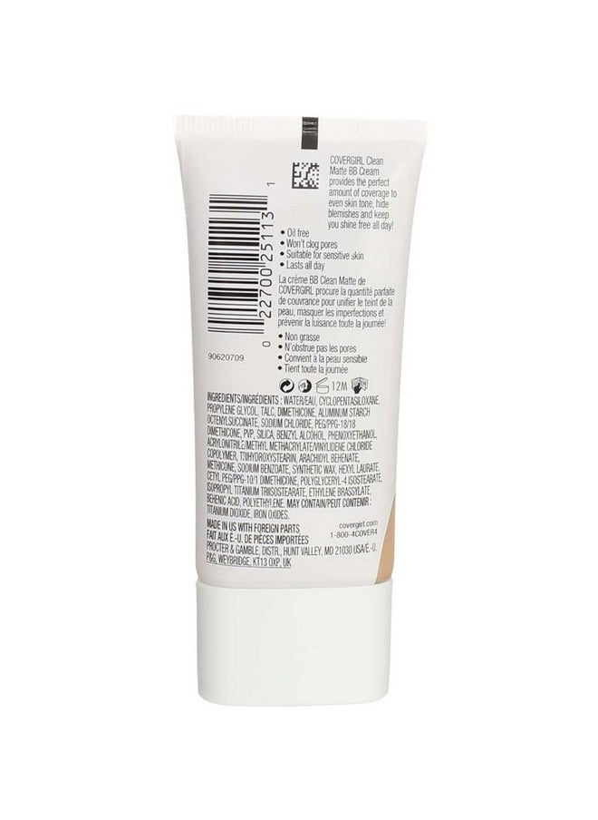 COVERGIRL - Clean Matte BB Cream, Oil-Free, Long-Lasting, Sensitive Skin, Lightweight, 100% Cruelty-Free