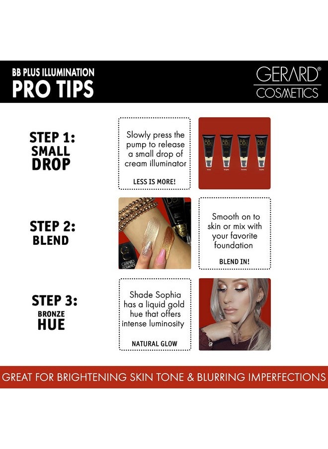 Gerard Cosmetics BB Plus Illumination Cream | Skin Perfecting Liquid Highlighter BB Cream for a Natural Radiant Glow | Multi Use Illuminizer Makeup, Sophia