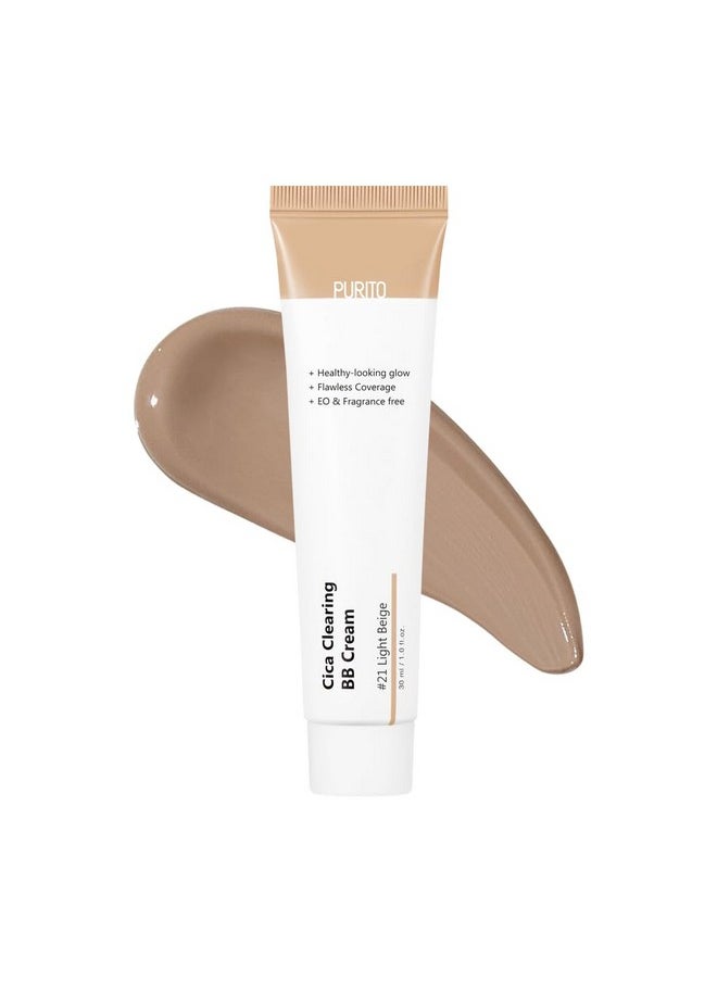 PURITO Cica Clearing BB Cream #21 Light Beige 1 fl.oz / 30ml, Vegan bb cream, tinted
