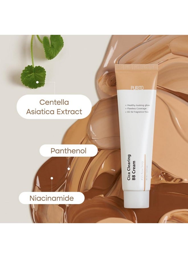 PURITO Cica Clearing BB Cream #21 Light Beige 1 fl.oz / 30ml, Vegan bb cream, tinted