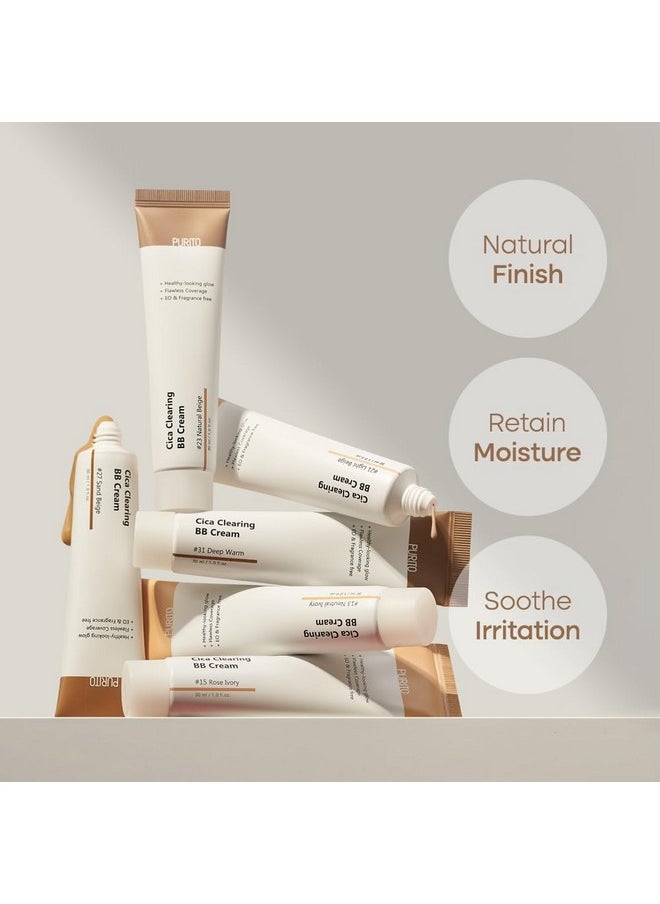 PURITO Cica Clearing BB Cream #21 Light Beige 1 fl.oz / 30ml, Vegan bb cream, tinted