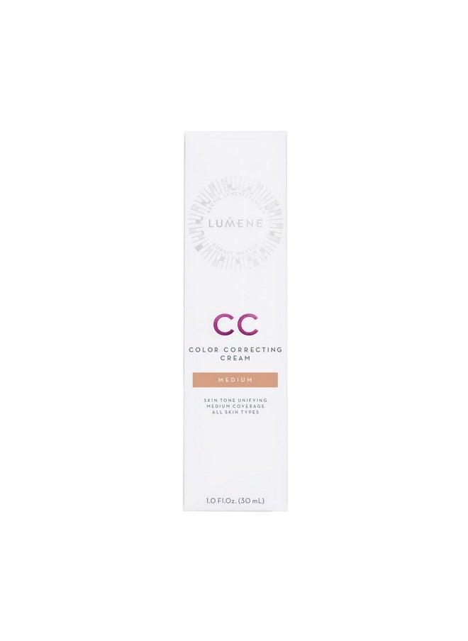 Lumene Color Correcting CC Cream - Lightweight Foundation - Medium Coverage - Redness Reducing Face Makeup for a Glowing Complexion - Vegan Formula + Suitable for All Skin Types - Medium (1 fl oz)