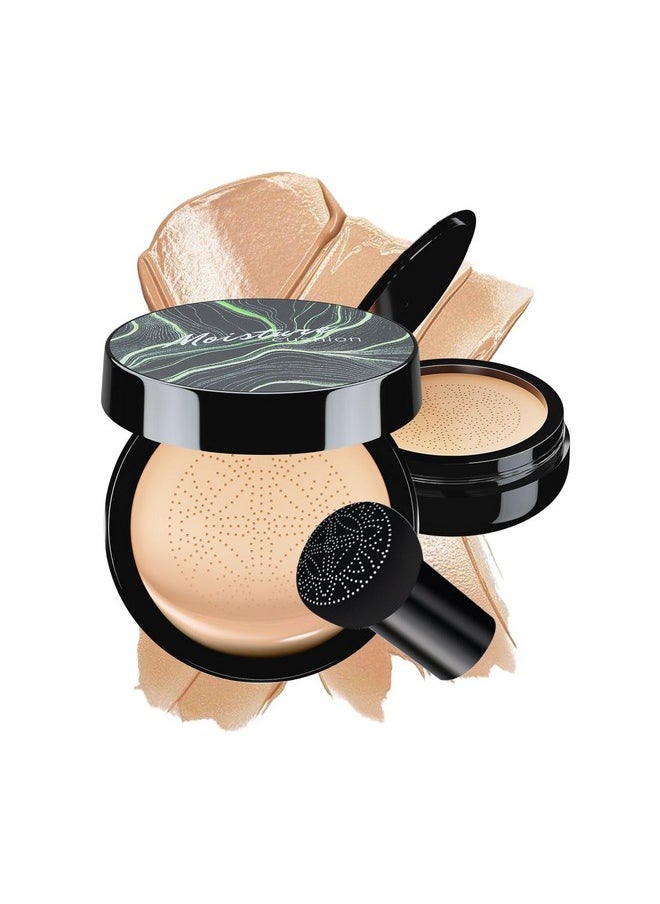 OETUIOW Mushroom Head Air Cushion CC Cream - BB Cream Face Makeup Foundation for Mature Skin Moisturizing Concealer Brighten Long-Lasting, Even Skin Tone for All Skin Types, Natural Color