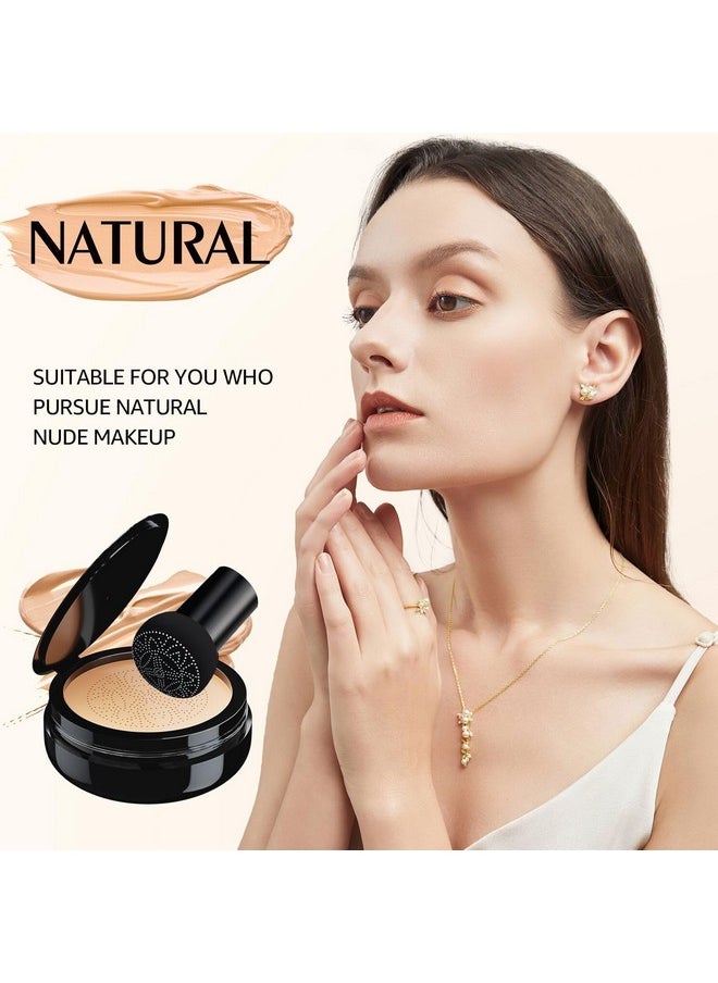 OETUIOW Mushroom Head Air Cushion CC Cream - BB Cream Face Makeup Foundation for Mature Skin Moisturizing Concealer Brighten Long-Lasting, Even Skin Tone for All Skin Types, Natural Color