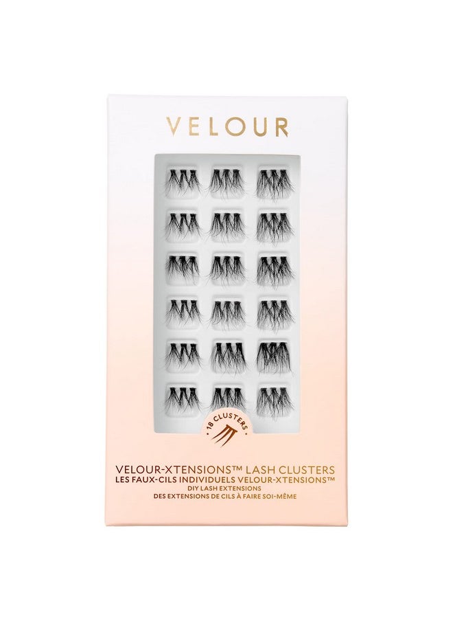 Velour-Xtensions™ Lash Clusters - 18 Individual Cluster Eyelash Extensions - Lightweight & Fluffy Lash Extensions - Soft & Comfortable Eyelash Clusters - Natural Lashes All Eye Shapes (Hybrid)