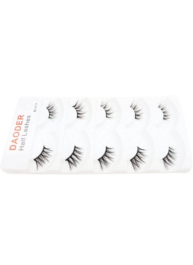 DAODER Eyelashes Half Lashes Natural Look Wispy Cat Eye Mink Lashes Flared Curly 15mm Fake Eye Lashes Extension Reusable Soft Light 3D False Eyelashes for Daily Wear 5 Pairs (8D Half Lashes Flared)